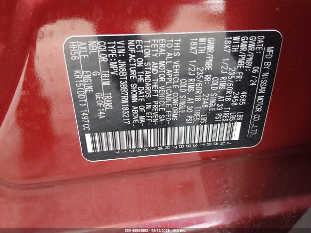 Продаж на аукціоні авто 2024 Nissan Rogue Sv Intelligent Awd, vin: JN8BT3BB7RW183217, номер лоту: 45863002