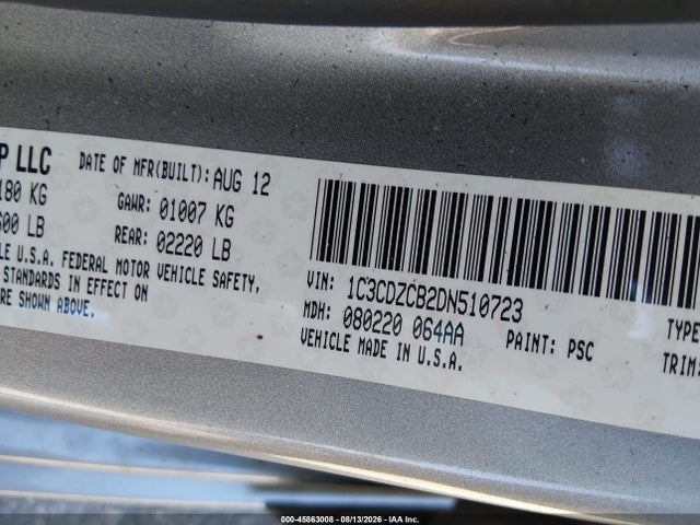 Aukcja sprzedaży 2013 Dodge Avenger Sxt, vin: 1C3CDZCB2DN510723, numer aukcji: 45863008