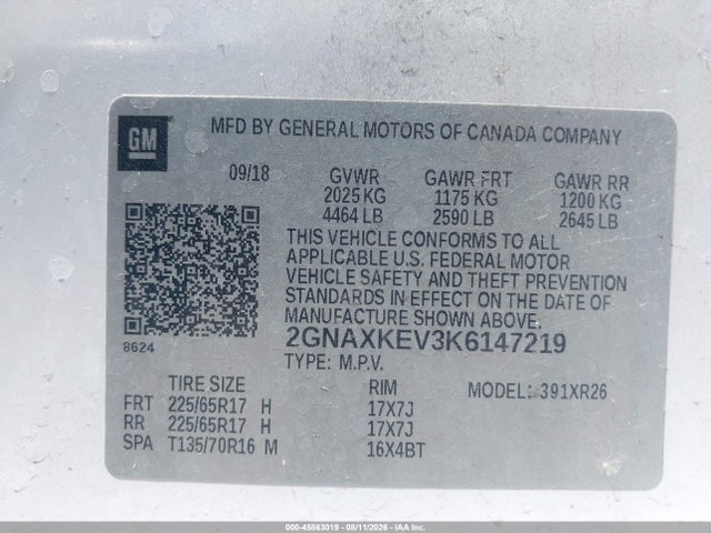 Chevrolet EQUINOX LT 2019 2GNAXKEV3K6147219 Image 9