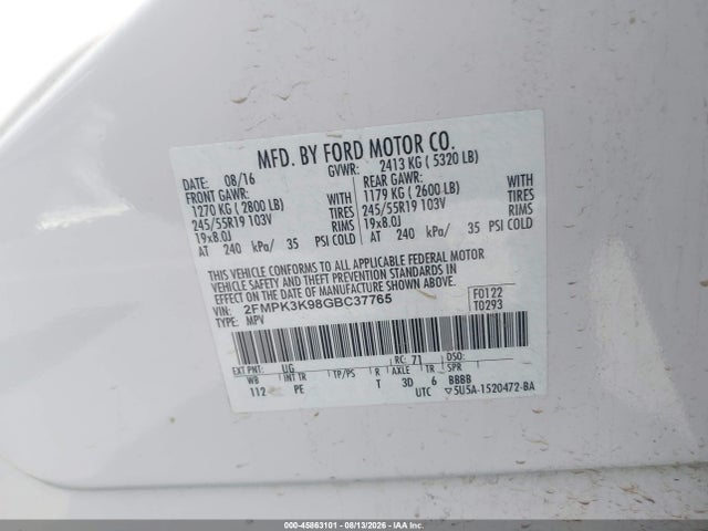 Ford Edge Titanium 2016 2FMPK3K98GBC37765 Image 9