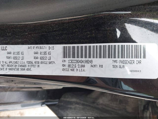 Продажа на аукционе авто 2016 Chrysler 200 S, vin: 1C3CCCBG4GN108249, номер лота: 45863116