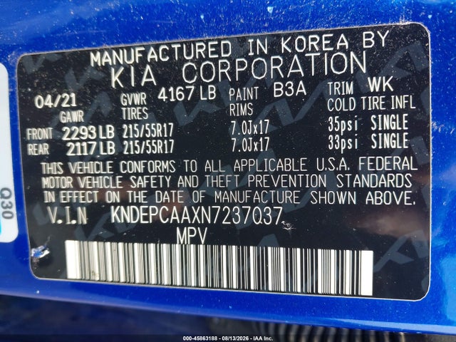 Продаж на аукціоні авто 2022 Kia Seltos Lx, vin: KNDEPCAAXN7237037, номер лоту: 45863188