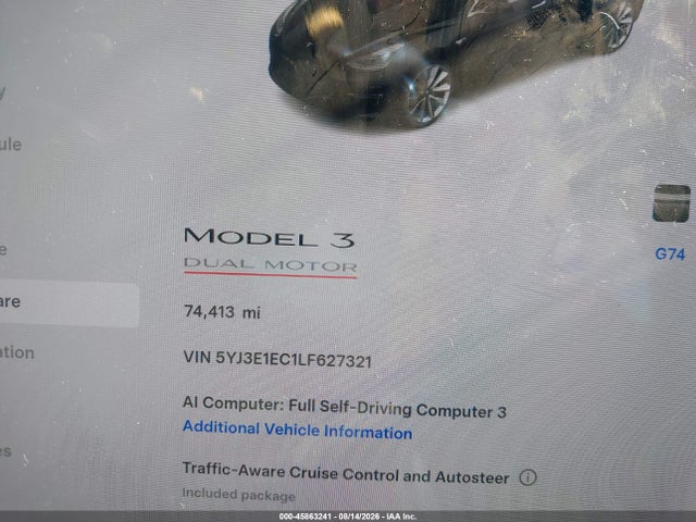 Aukcja sprzedaży 2020 Tesla Model 3 Performance Dual Motor All-wheel Drive, vin: 5YJ3E1EC1LF627321, numer aukcji: 45863241