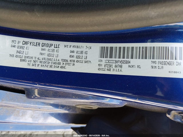 Aukcja sprzedaży 2015 Chrysler 200 C, vin: 1C3CCCCB0FN565884, numer aukcji: 45863242