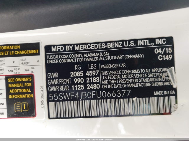 55SWF4JB0FU066377 Mercedes-Benz C 300