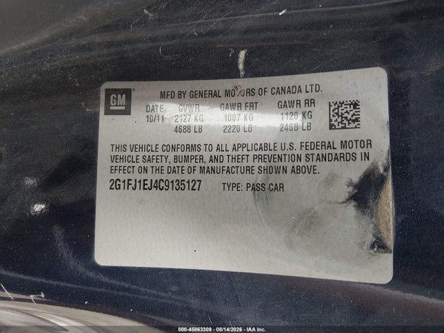 Продажа на аукционе авто 2012 Chevrolet Camaro 1ss, vin: 2G1FJ1EJ4C9135127, номер лота: 45863309