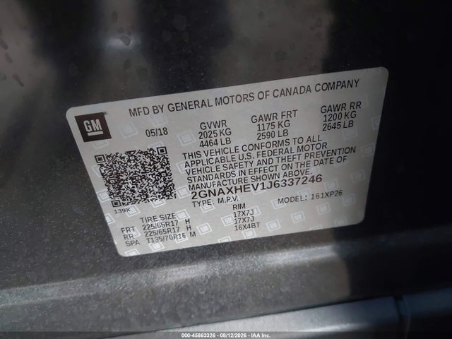 Chevrolet EQUINOX LS 2018 2GNAXHEV1J6337246 Image 9