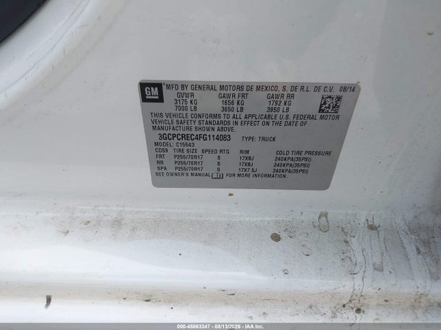 Chevrolet Silverado 1500 Lt 2015 3GCPCREC4FG114083 Image 9