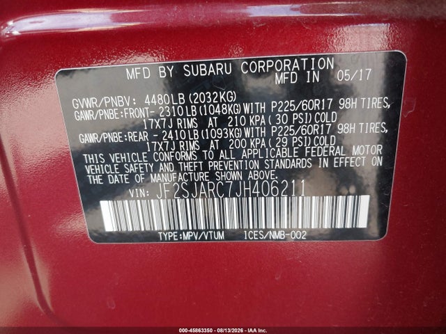 Subaru Forester 2.5i Limited 2018 JF2SJARC7JH406211 Image 9