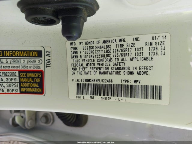 5J6RM3H5XEL022486 Honda CR-V EX