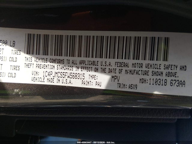 45863447 :رقم المزاد ، 1C4PJMCS5FW568315 vin ، 2015 Jeep Cherokee Latitude مزاد بيع
