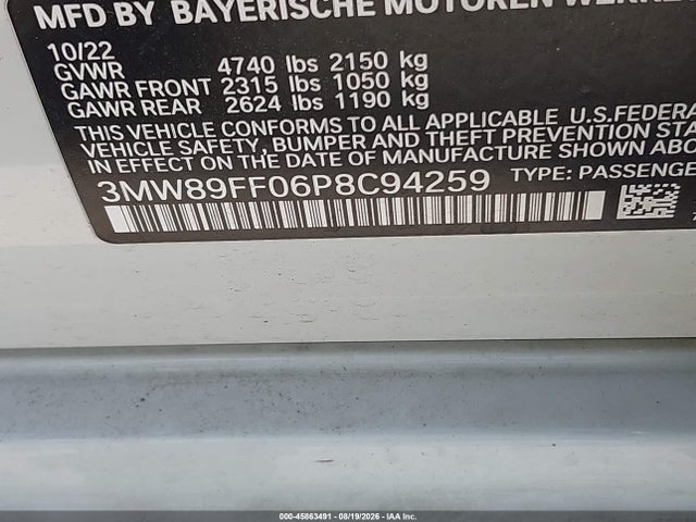 Aukcja sprzedaży 2023 Bmw 330i Xdrive, vin: 3MW89FF06P8C94259, numer aukcji: 45863491