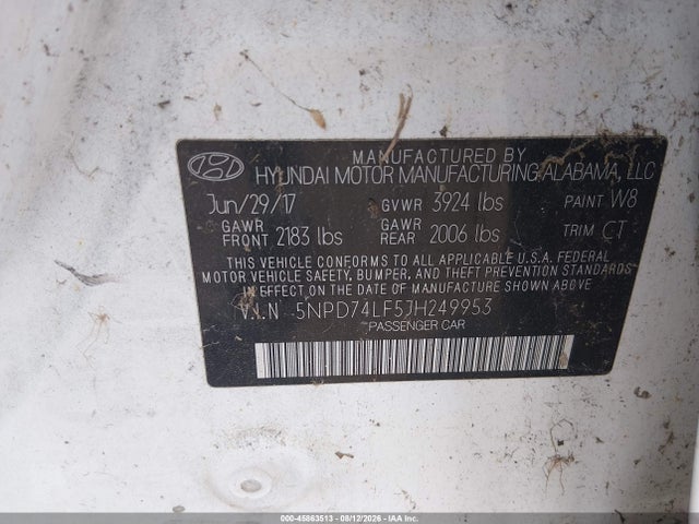 Продаж на аукціоні авто 2018 Hyundai Elantra Se, vin: 5NPD74LF5JH249953, номер лоту: 45863513