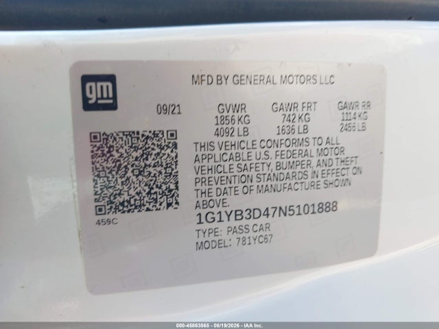 Chevrolet Corvette Stingray Rwd 2lt 2022 1G1YB3D47N5101888 Image 9