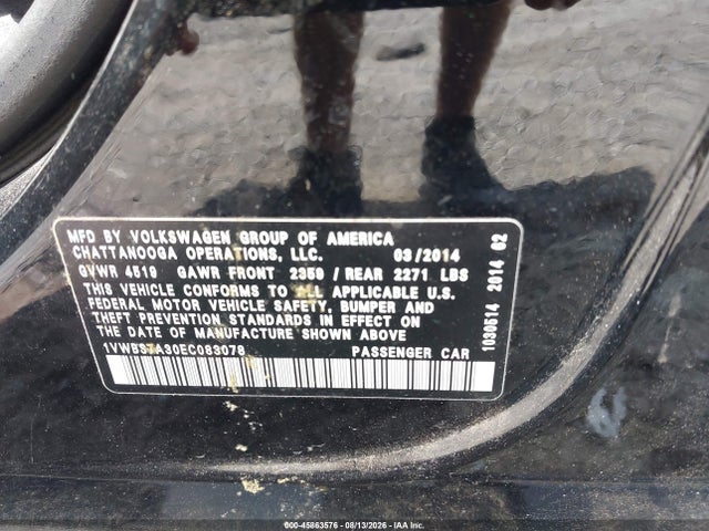 1VWBS7A30EC083078 Volkswagen Passat 1.8t Se