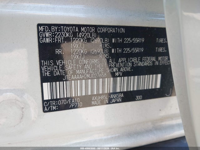 Toyota Venza Limited 2021 JTEAAAAH2MJ027658 Image 9