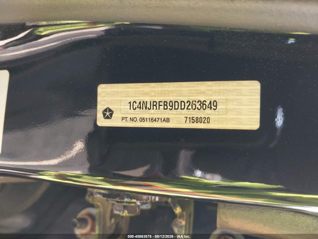 Продаж на аукціоні авто 2013 Jeep Patriot Latitude, vin: 1C4NJRFB9DD263649, номер лоту: 45863578
