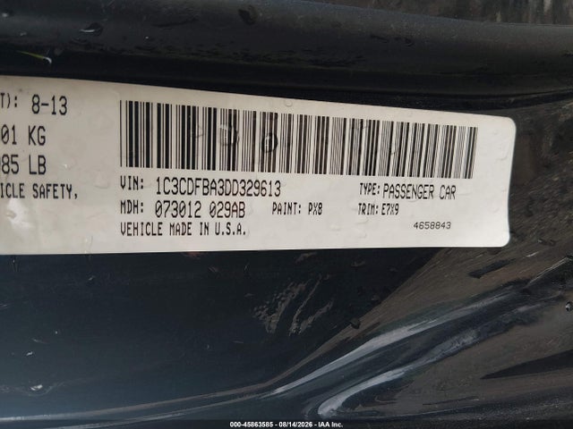 Auction sale of the 2013 Dodge Dart Sxt, vin: 1C3CDFBA3DD329613, lot number: 45863585