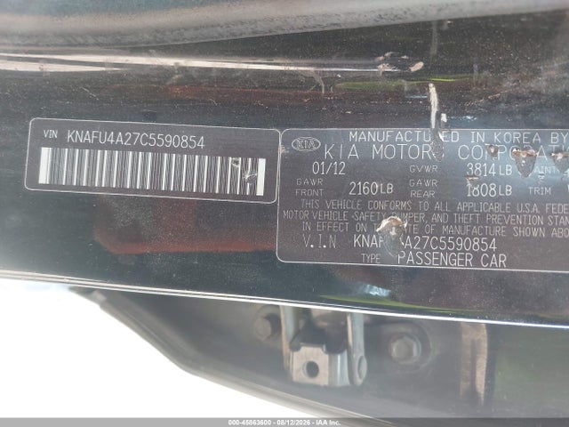 Aukcja sprzedaży 2012 Kia Forte Ex, vin: KNAFU4A27C5590854, numer aukcji: 45863600