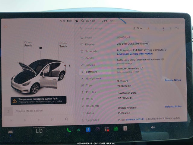 Aukcja sprzedaży 2021 Tesla Model Y Long Range Dual Motor All-wheel Drive, vin: 5YJYGDEEXMF195798, numer aukcji: 45863613