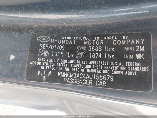 Aukcja sprzedaży 2010 Hyundai Accent Gs, vin: KMHCM3AC4AU158679, numer aukcji: 45863669