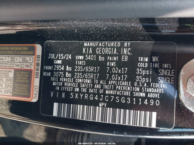 5XYRG4JC7SG311490 KIA SORENTO LX