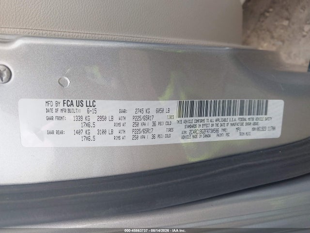 45863737 :رقم المزاد ، 2C4RC1BG2FR730506 vin ، 2015 Chrysler Town & Country Touring مزاد بيع