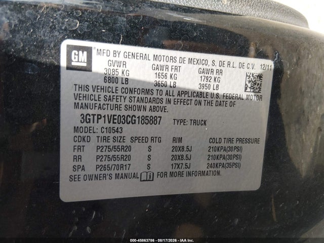 Продажа на аукционе авто 2012 Gmc Sierra 1500 Sle, vin: 3GTP1VE03CG185887, номер лота: 45863786