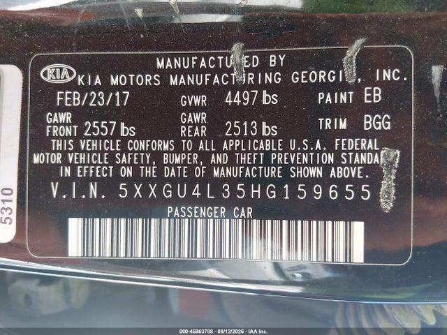 KIA OPTIMA EX 2017 5XXGU4L35HG159655 Image 9