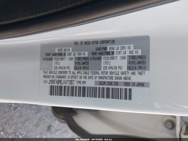 Продажа на аукционе авто 2018 Mazda Cx-5 Sport, vin: JM3KFABM5J1471657, номер лота: 45863837