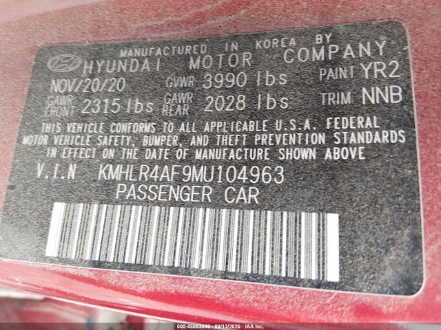 Продаж на аукціоні авто 2021 Hyundai Elantra N Line, vin: KMHLR4AF9MU104963, номер лоту: 45863846
