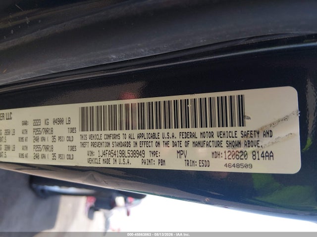 45863863 :رقم المزاد ، 1J4FA54198L538949 vin ، 2008 Jeep Wrangler Sahara مزاد بيع