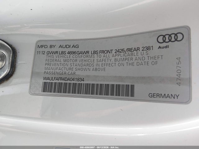 Продаж на аукціоні авто 2013 Audi A5 2.0t Premium, vin: WAULFAFR4DA041834, номер лоту: 45863897