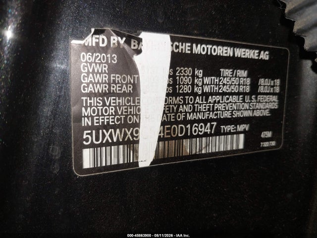 BMW X3 Xdrive28i 2014 5UXWX9C54E0D16947 Image 9