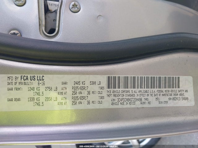 Dodge JOURNEY SE 2016 3C4PDCABXGT230498 Image 9