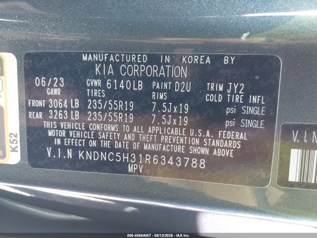 Продажа на аукционе авто 2024 Kia Carnival Mpv Ex, vin: KNDNC5H31R6343788, номер лота: 45864007