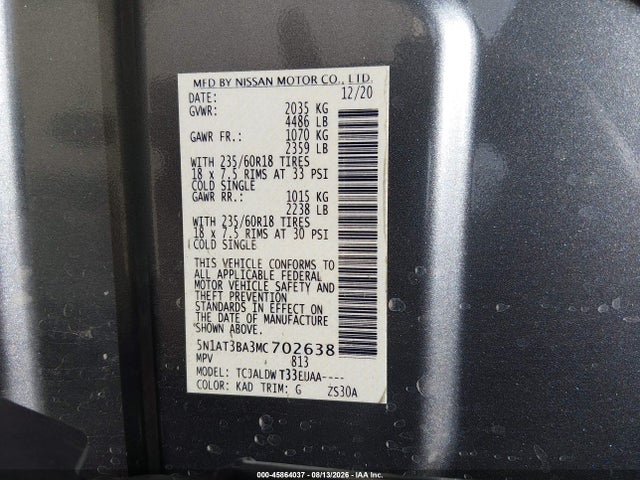 Продаж на аукціоні авто 2021 Nissan Rogue Sv Fwd, vin: 5N1AT3BA3MC702638, номер лоту: 45864037