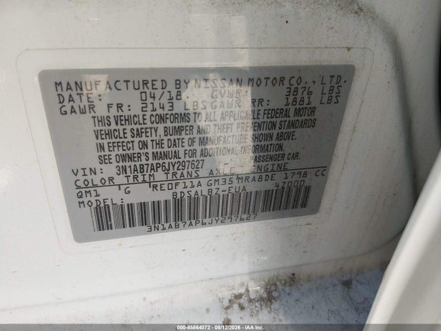 Nissan SENTRA S 2018 3N1AB7AP6JY297627 Image 9