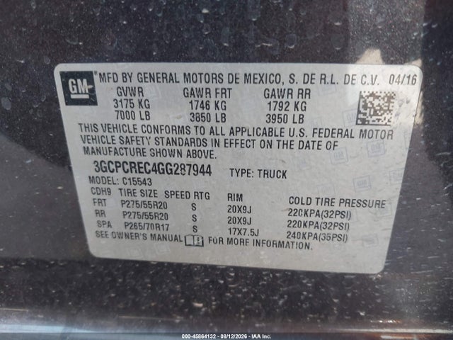 Chevrolet Silverado 1500 Lt 2016 3GCPCREC4GG287944 Image 9