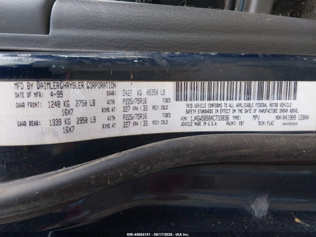 Aukcja sprzedaży 1999 Jeep Grand Cherokee Laredo, vin: 1J4GW58S8XC733836, numer aukcji: 45864151