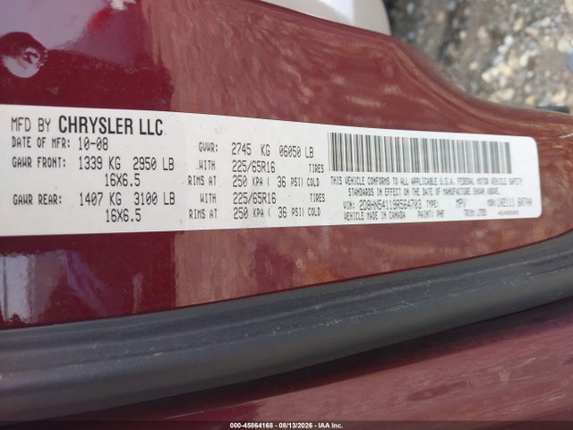 2009 Dodge Grand Caravan Sxt მანქანა იყიდება აუქციონზე, vin: 2D8HN54119R564703, აუქციონის ნომერი: 45864168