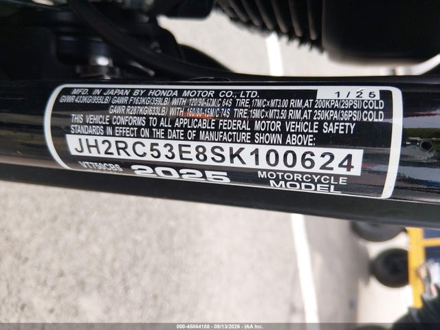 Продажа на аукционе авто 2025 Honda Vt750 C2b, vin: JH2RC53E8SK100624, номер лота: 45864188