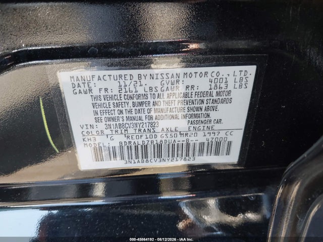Nissan Sentra Sv Xtronic Cvt 2022 3N1AB8CV3NY217823 Image 9