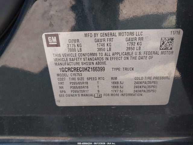 Chevrolet Silverado 1500 Lt 2017 1GCRCREC0HZ166399 Image 9