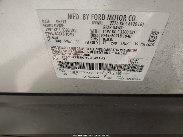 Ford Explorer 2017 1FM5K7B80HGD43143 Image 9