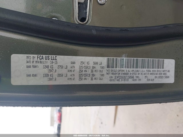 45864305 :رقم المزاد ، 3C4PDDGG3GT150548 vin ، 2016 Dodge Journey Crossroad Plus مزاد بيع