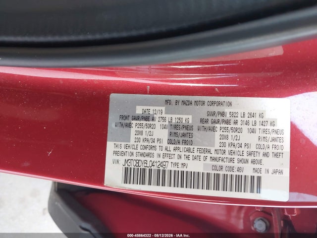 Продажа на аукционе авто 2020 Mazda Cx-9 Grand Touring, vin: JM3TCBDY6L0412497, номер лота: 45864322