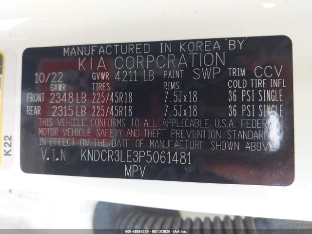 Продажа на аукционе авто 2023 Kia Niro Ex Touring, vin: KNDCR3LE3P5061481, номер лота: 45864359