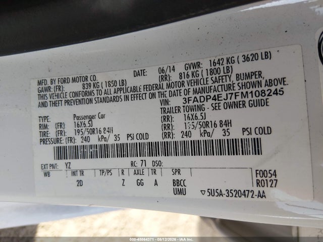 Ford FIESTA SE 2015 3FADP4EJ7FM108245 Image 9