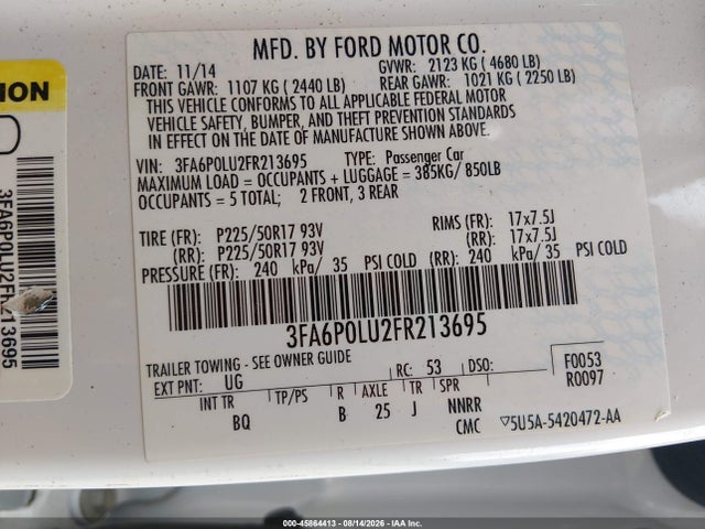 Aukcja sprzedaży 2015 Ford Fusion Hybrid Se, vin: 3FA6P0LU2FR213695, numer aukcji: 45864413
